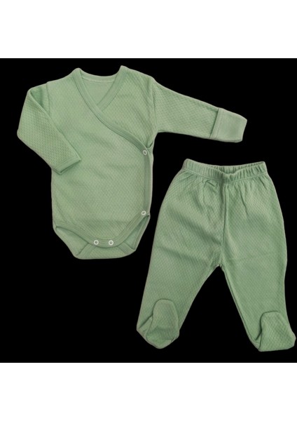 2 Li Takım Uzun Kollu Kendinden Eldiven Çıtçıtlı Kruvaze Badi ve Patikli Alt Küf Yeşili Renk modelleri