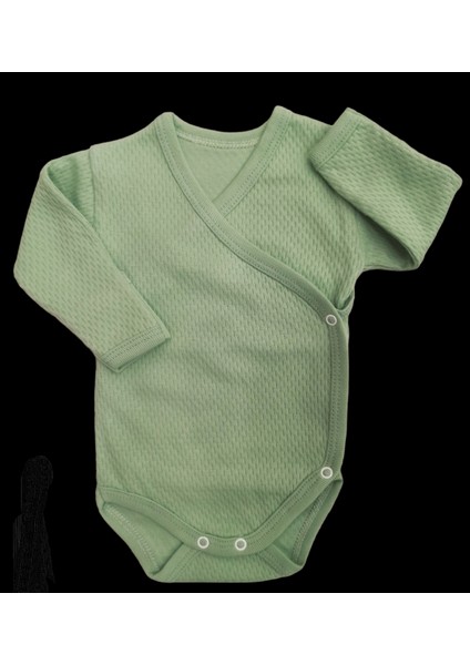 2 Li Takım Uzun Kollu Kendinden Eldiven Çıtçıtlı Kruvaze Badi ve Patikli Alt Küf Yeşili Renk indirimleri