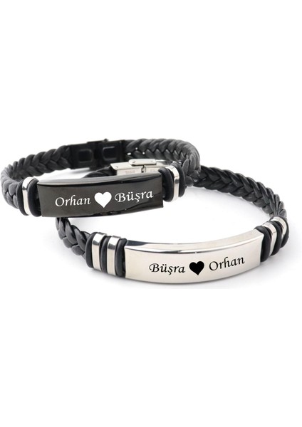 Çiftlere Örgü Kordon Çelik Bileklik Seti