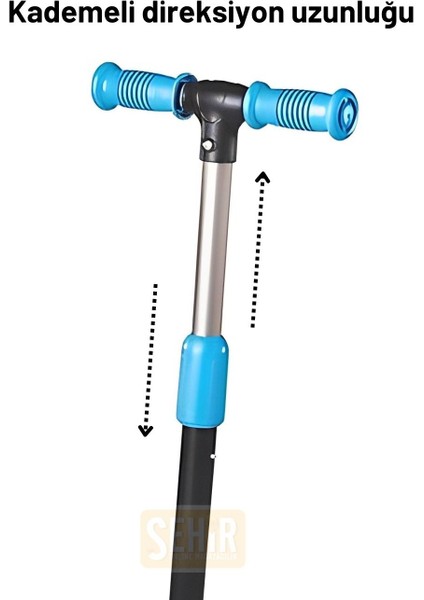 Tulpar 4 Yaş LED Işıklı 3 Tekerlek Yükseklik Ayarlı Katlanabilir Çocuk Scooter