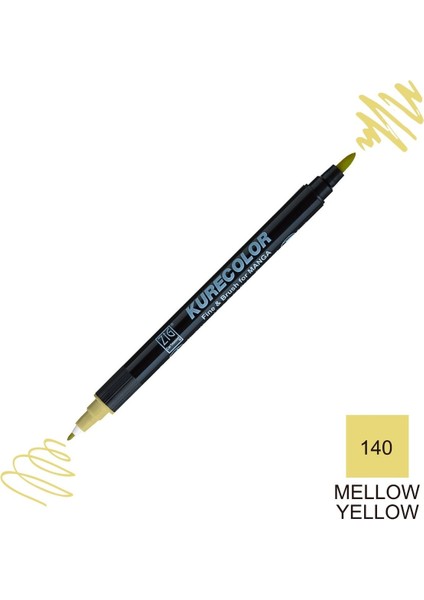 Kurecolor Mangaka Fine&brush Çift Taraflı Kalem CNKC-2200 No 140 Mellow Yellow