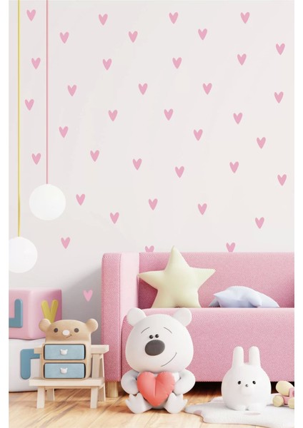 Pembe Kalpler Duvar Sticker 150 Adet