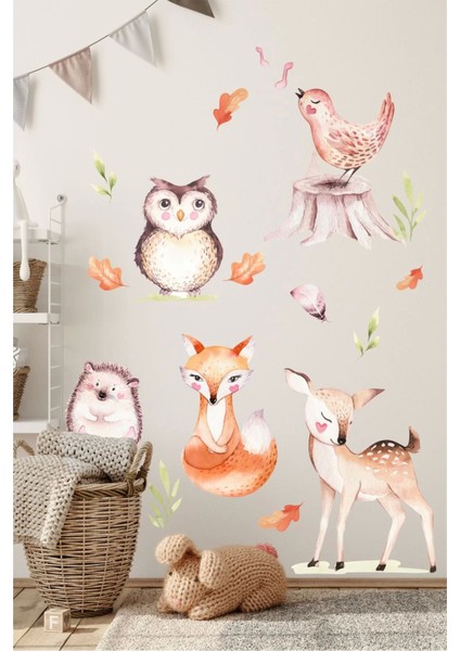 Orman Hayvanları Duvar Sticker 70X100 cm