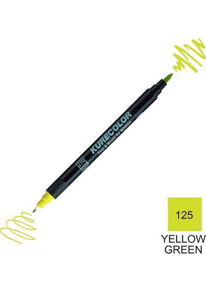 Kurecolor Mangaka Fine&brush Çift Taraflı Kalem CNKC-2200 No 125 Yellow Green