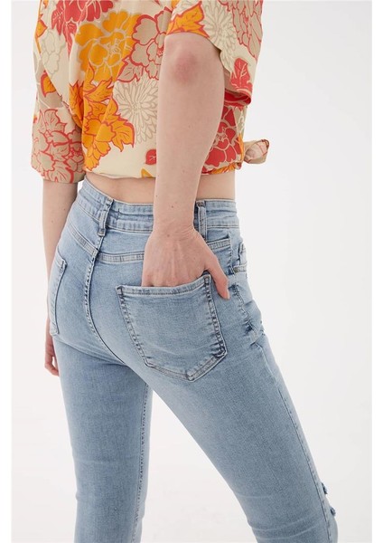 Yırtık Detaylı Denim Pantolon A.mavi / Light Blue indirimleri