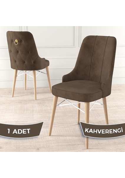 Concept Pare Serisi Babyface Ithal Kumaş 1 Adet Sandalye Doğal Ahşap Ayaklı Gold Halkalı