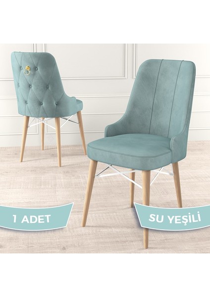 Concept Pare Serisi Babyface Ithal Kumaş 1 Adet Sandalye Doğal Ahşap Ayaklı Gold Halkalı
