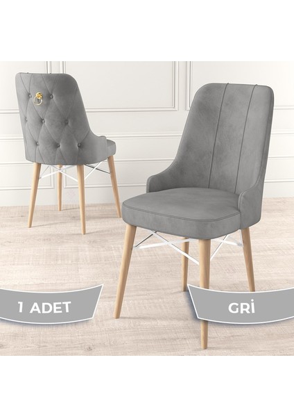 Concept Pare Serisi Babyface Ithal Kumaş 1 Adet Sandalye Doğal Ahşap Ayaklı Gold Halkalı