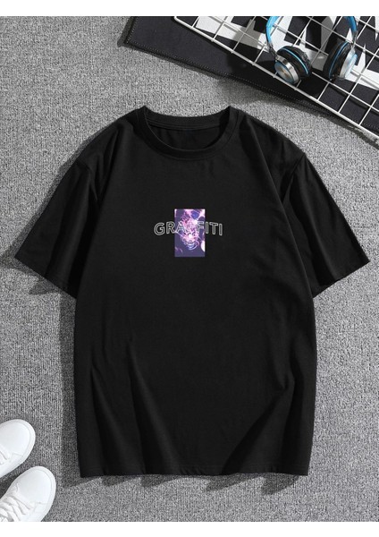 Graffiti Baskılı Oversize T-Shirt