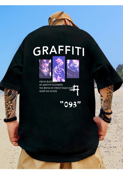Graffiti Baskılı Oversize T-Shirt