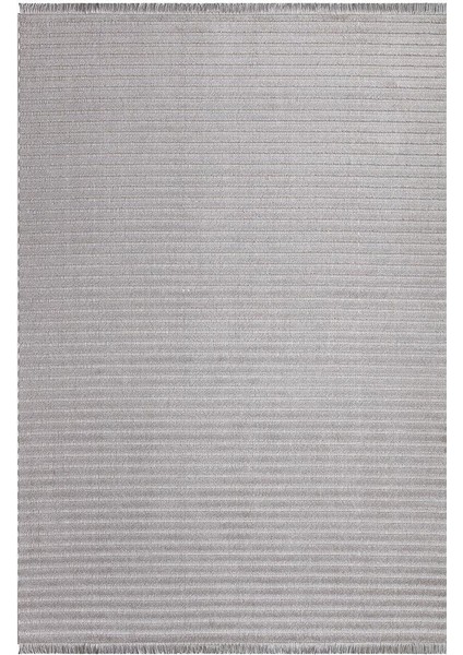 Almond Antrasit Çizgili Modern Kilim