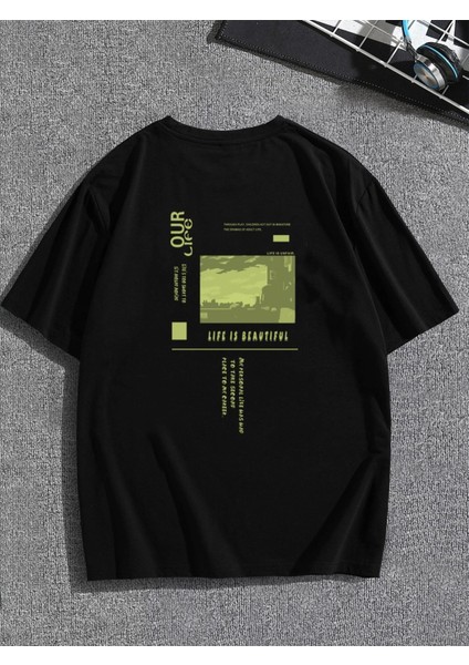Our Life Baskılı Oversize T-Shirt modelleri