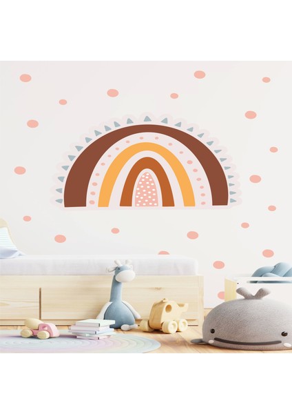 Boho Gökkuşağı ve 150 Puantiye Duvar Sticker 50X100CM