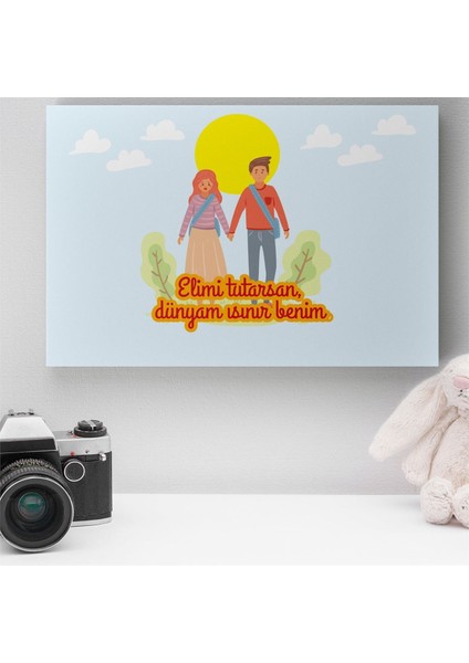 Romantik Tasarımlı Mini Kanvas Tablo - NO16 19X27.5 cm