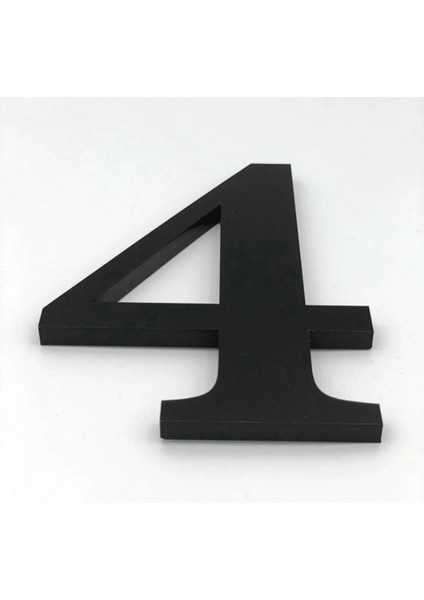 Kapı Numarası 20 cm No 4 Roma, Siyah Pleksi Kendinden Yapışkanlı