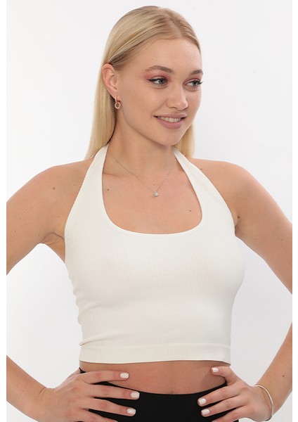 Çapraz Bağlamalı Askılı Sırt Dekolteli Yeni Sezon Fitilli Toparlayıcı Kadın Büstiyer Byz