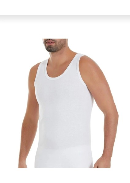 04 Erkek Ribana Askılı Atlet Beyaz 6 Adet
