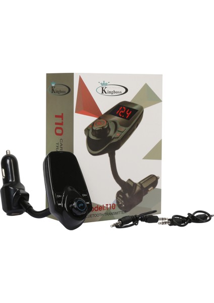 T10 Bluetooth Araç Kiti USB Fm Transmitter Aux Fm Mp3 Çalar Tf Kart Girişli Akrobat Modülatör