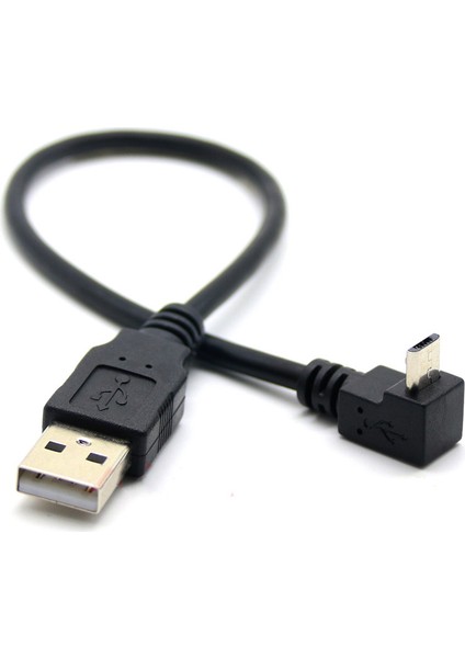 90 Derece Micro USB Erkek To USB A Erkek Kablo - Mikro USB - 30CM