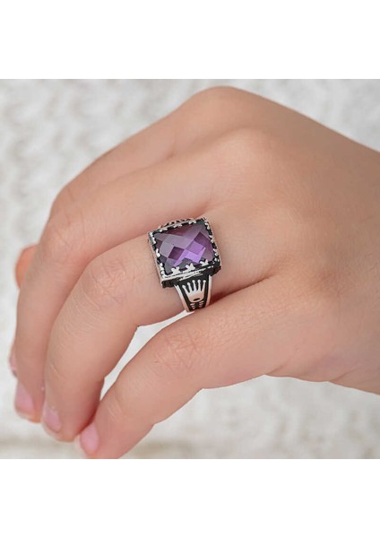 Gümüş Lila Zirkon Taşlı Çocuk Erkek Yüzük fiyatları