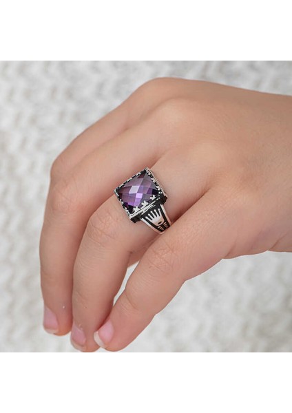 Gümüş Lila Zirkon Taşlı Çocuk Erkek Yüzük fırsatları