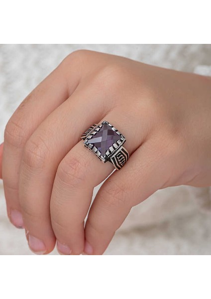 Gümüş Lila Zirkon Taşlı Çocuk Erkek Yüzük modelleri