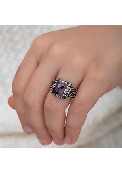 Gümüş Lila Zirkon Taşlı Çocuk Erkek Yüzük fırsatları