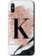 Xiaomi Redmi 9A Kılıf Baskılı Arka Kapak - Pembe Mermer Desenli K Harfi +Tam Ekran Koruyucu 1