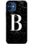 Apple iPhone 12 Mini Kılıf Baskılı Kapak - Siyah Mermer Desenli B Harfi +Tam Kaplayan Mat Seramik 1