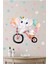 Bisiklet Süren Sevimli Fil ve Tavşan Sticker Seti, Çocuk Bebek Odası Sticker 2