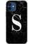 iPhone 12 Kılıf Baskılı Kapak - Siyah Mermer Desenli S Harfi + 5d Tam Kaplayan Cam 1