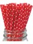 Beyaz Puantiyeli Kırmızı Karton Pipet 19,5x0,6 cm 1