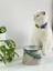 Seramik Kedi ve Köpek Mama Su Kabı Colorful Moon Bowl (Yeşil Çizgili -Ebru Desen) 1