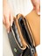 Siyah Taba Baskı Desenli Kolon Askılı 4 Bölmeli Kadın Omuz Çantası ve Cüzdan Kombini 25X15CM MDS2184 4
