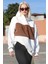 Beyaz Renk Bloklu Şardonlu Sweatshirt MG1544 2