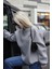 Gri Kapüşonlu Basic Sweatshirt Kadınlar İçin Uzun Kol Rahat Tasarım 1
