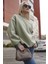 Kadın Mint Yeşili Bisiklet Yaka Oversize Basic Sweatshirt Uzun Kol 3