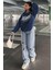 Lacivert Baskılı V Yaka Sweatshirt MG1576 1