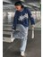 Lacivert Baskılı V Yaka Sweatshirt MG1576 2