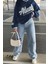 Lacivert Baskılı V Yaka Sweatshirt MG1576 3
