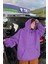 Mor Kapüşonlu Oversize Şardonlu Sweatshirt MG1566 3