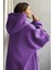 Mor Kapüşonlu Oversize Şardonlu Sweatshirt MG1566 2