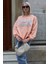 Yavru Ağzı Baskılı Oversize Kadın Sweatshirt MG1564 4