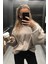 Kadın Sweatshirt Bej Renk Uzun Kol Dik Yaka Günlük Kullanım İçin 2