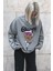 Boyalı Gri Baskılı Oversize Sweatshirt MG1578 2