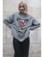 Boyalı Gri Baskılı Oversize Sweatshirt MG1578 3