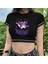 Kuromi Baskılı Ters Dikiş Siyah Crop 1