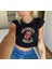 Rolling Stones Baskılı Siyah Crop 1