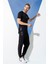 2'li Reflektör Baskı T-shirt Siyah Jogger Takım S27152 1