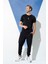 2'li Reflektör Baskı T-shirt Siyah Jogger Takım S27152 2